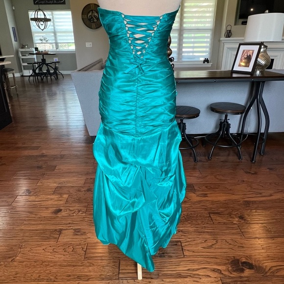 VTG 90's Dresses by Deb Prom Formal Evening Gown Dress Size 5/6 Green Lace Up - Picture 5 of 17